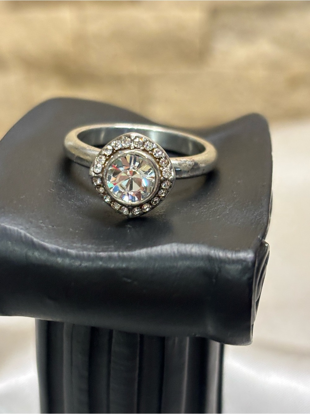 Brighton Silver-Tone Halo Ring with Clear Crystal